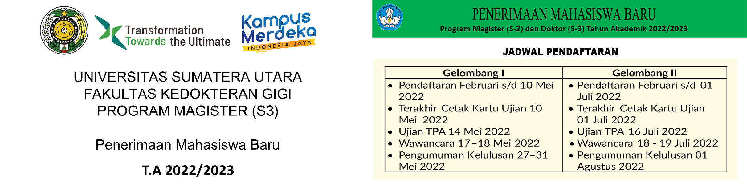 PENGUMUMAN CALON MAHASISWA BARU PASCA SARJANA T.A 2022/2023